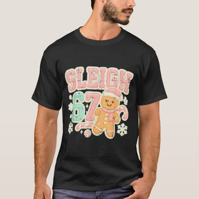 Camiseta Retro Sleigh 67 Gingerbread Christmas Six Seven Me (Frente)