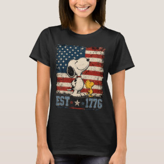 Camiseta Retro Snoopy 4 de Julho Cachorro PNG, Bandeira Ame