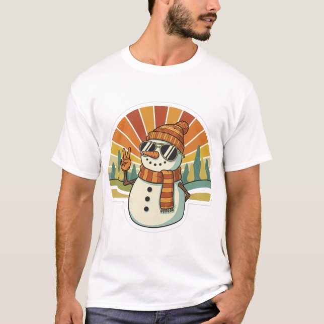 Camiseta Retro Snowman Chill Vibes (Frente)