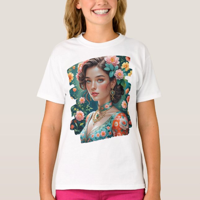 Camiseta Retro sofisticado de camiseta: Menina Balinesa Ele (Frente)