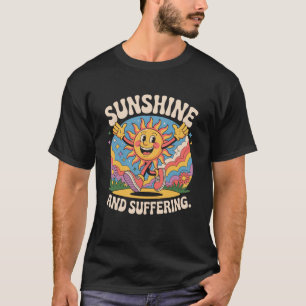 Camiseta Retro Sol Brilhante e Sofrimento Caricatura Alegre