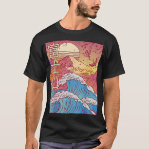 Camiseta Retro solar de onda excelente japonês