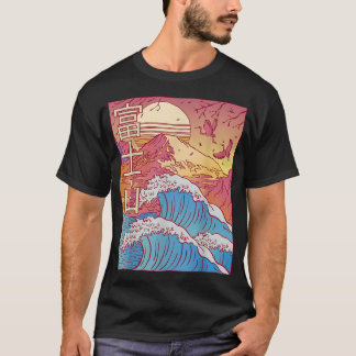 Camiseta Retro solar de onda excelente japonês