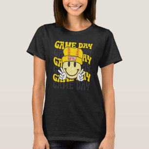 Camiseta Retro Sorri Face Jogo Softball Dia Vibes Softball