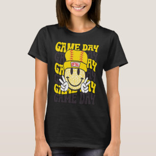 Camiseta Retro Sorri Face Jogo Softball Dia Vibes Softball