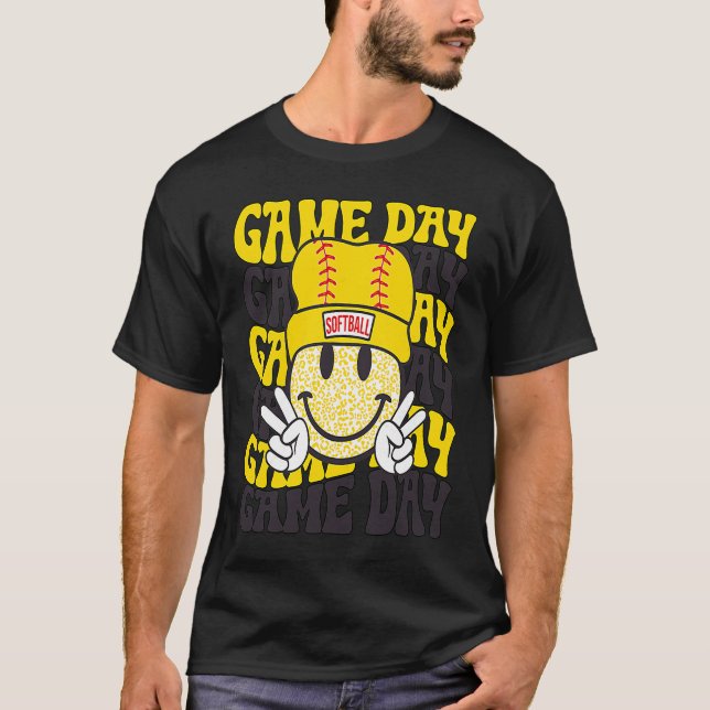 Camiseta Retro Sorri Face Jogo Softball Dia Vibes Softball (Frente)