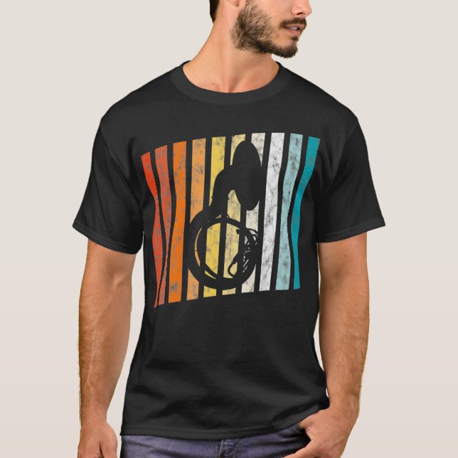 Camiseta Retro Sousaphone Tuba 70s Banda musical em destaqu (Frente)