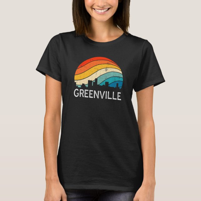 Camiseta Retro South Carolina City Greenville Skyline Vinta (Frente)