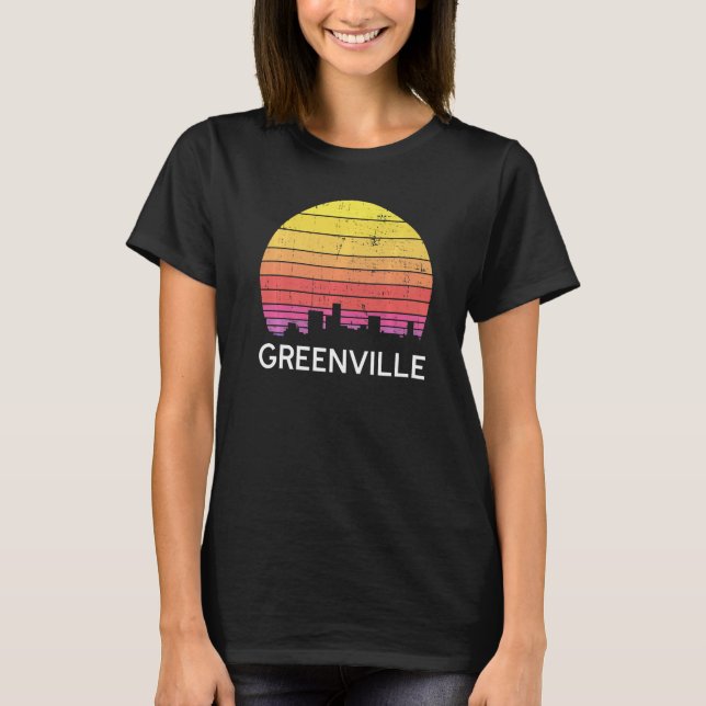Camiseta Retro South Carolina City Greenville Skyline Vinta (Frente)