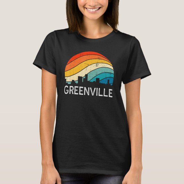 Camiseta Retro South Carolina City Greenville Skyline Vinta (Frente)