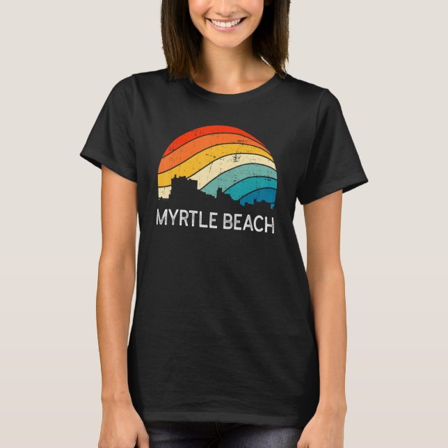 Camiseta Retro South Carolina City Myrtle Beach Skyline Vin (Frente)