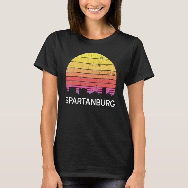 Camiseta Retro South Carolina City Spartanburg Skyline Vint (Frente)
