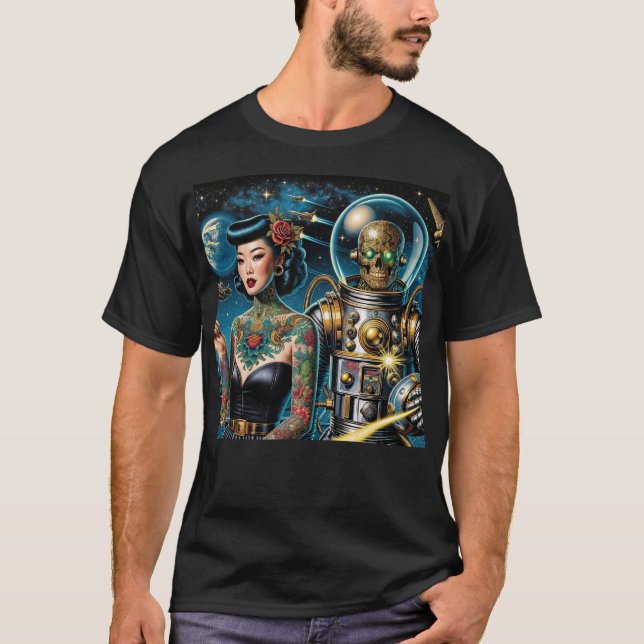 Camiseta Retro Space Explorers (Frente)