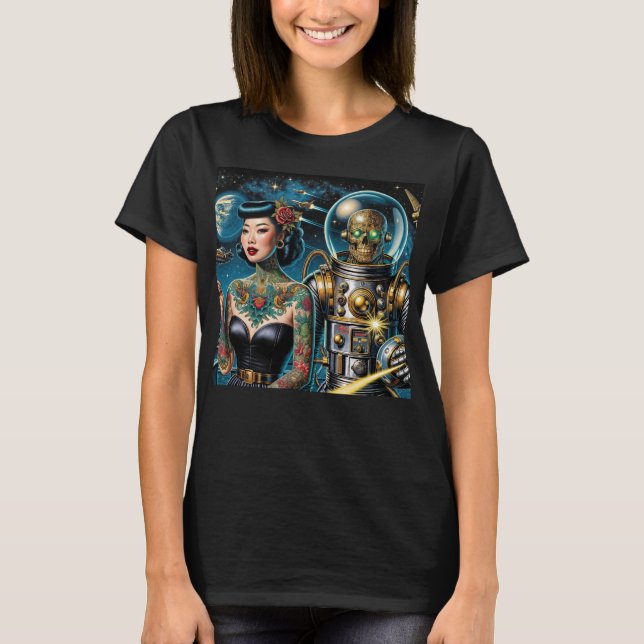 Camiseta Retro Space Explorers (Frente)
