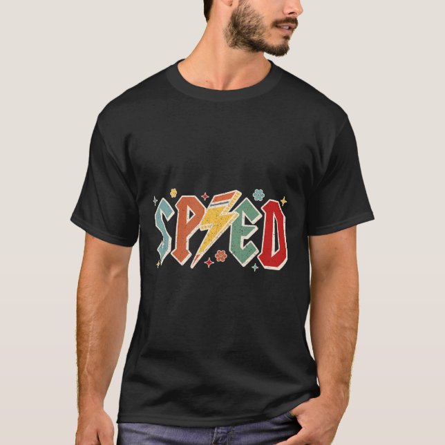 Camiseta Retro Sped Teacher Pencil Lightning Bolt Back To S (Frente)