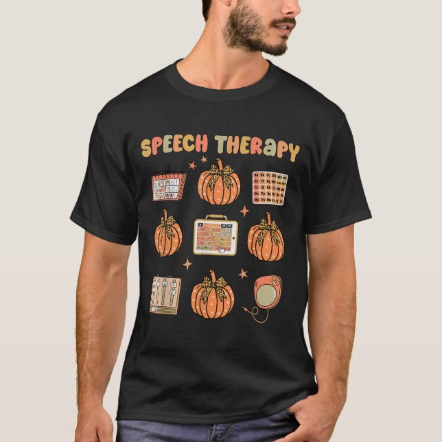 Camiseta Retro Speech Therapy Slp Fall Pumpkin Speech Thera (Frente)