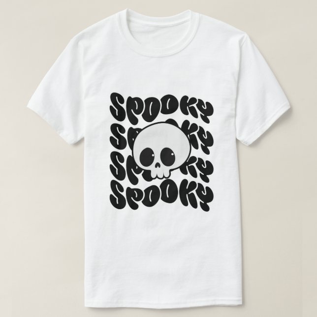 Camiseta Retro Spooky con Calavera Kawaii (Frente do Design)