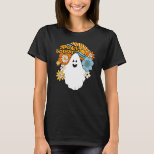 Camiseta Retro Spooky Season Floral Ghost Women Hallow