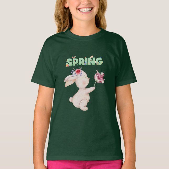 Camiseta Retro Spring Bunny with Tulip Graphic Tee (Frente)