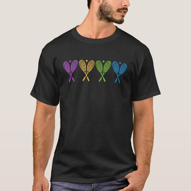 Camiseta retro Squash Racket com esferas de squash para  (Frente)
