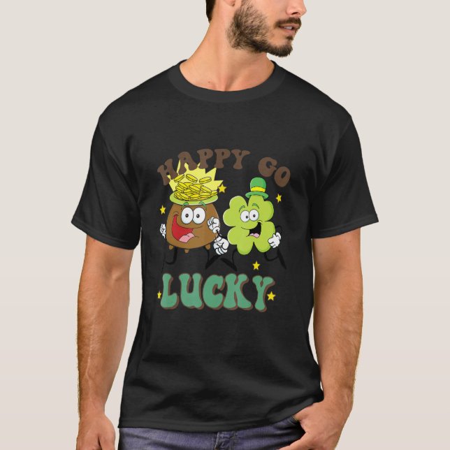 Camiseta Retro St Patrick's Day Happy Go Lucky Pot Of Gold  (Frente)