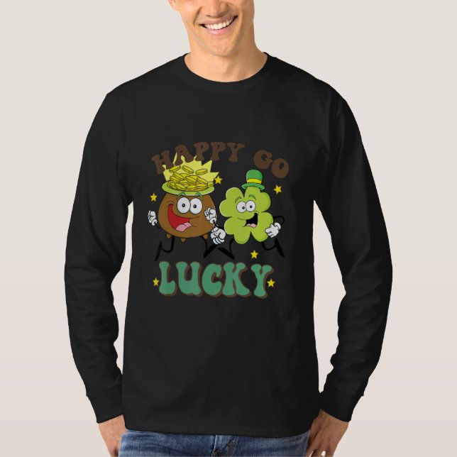 Camiseta Retro St Patrick's Day Happy Go Lucky Pot Of Gold  (Frente)
