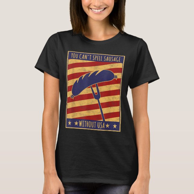 Camiseta Retro Ster You Can't Spell Sausage Without Usa  (Frente)