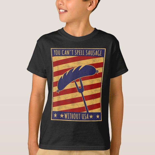 Camiseta Retro Ster You Can't Spell Sausage Without Usa  (Frente)
