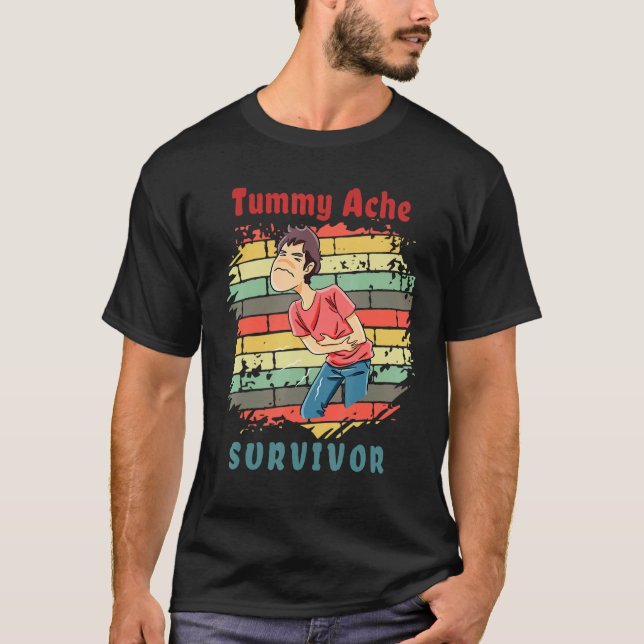 Camiseta Retro Stomachache IBS  Tummy Ache Survivor (Frente)