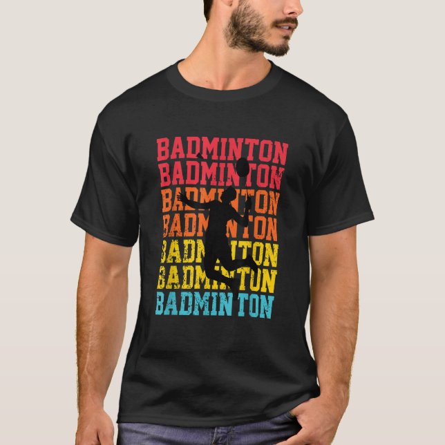 Camiseta Retro Style Badminton Player Shuttlecock Birdie (Frente)