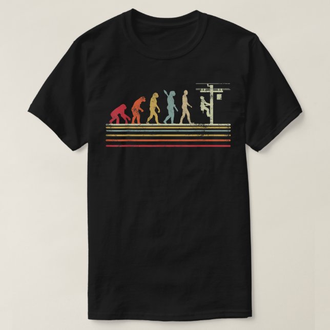 Camiseta Retro style Cool Evolution Of Lineman Electrician  (Frente do Design)