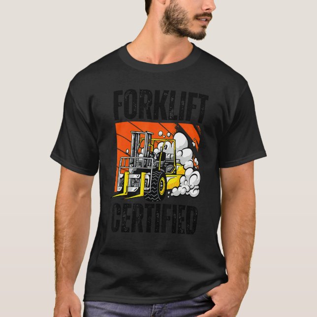 Camiseta Retro Style Funny Forklift Operator Forklift Certi (Frente)