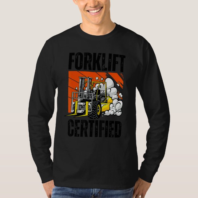 Camiseta Retro Style Funny Forklift Operator Forklift Certi (Frente)