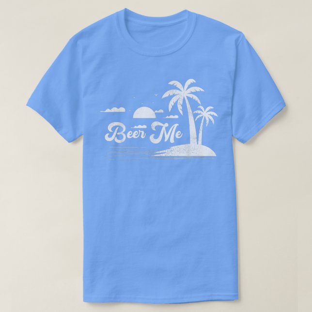 Camiseta Retro Style Palm Tree California Beach Sunset Beer (Frente do Design)