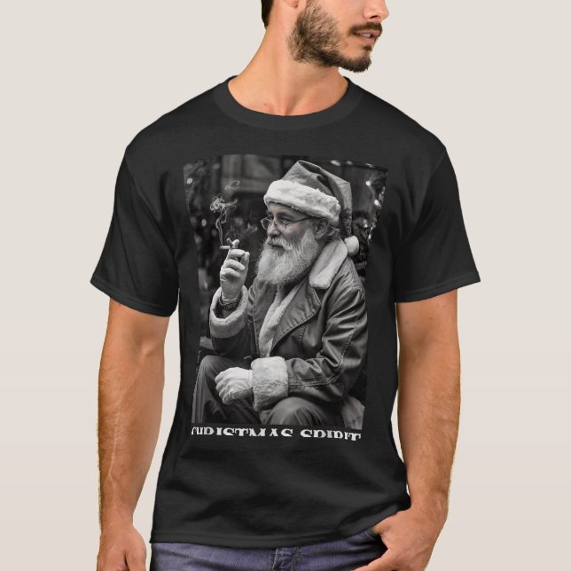 Camiseta Retro Style Santa Claus Smoking Cigarette Christma (Frente)