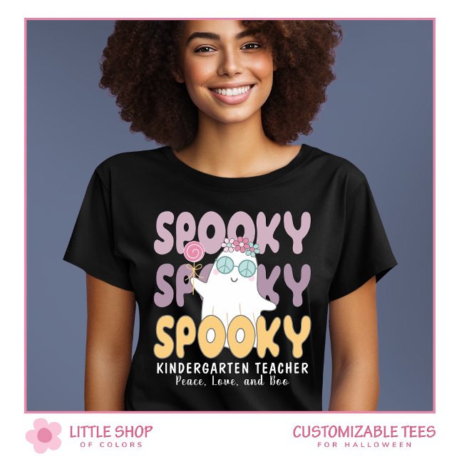 Camiseta Retro Style Spooky Jardim de Infância Halloween (Criador carregado)