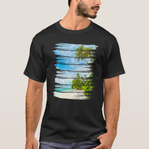 Camiseta Retro Style Tropical Beach Sunset Island Palm Tree