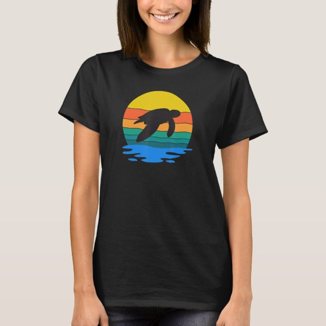 Camiseta Retro Style Turtle Silhouette Save The Turtles Und (Frente)