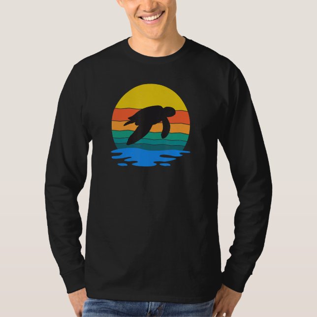 Camiseta Retro Style Turtle Silhouette Save The Turtles Und (Frente)