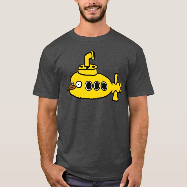 Camiseta Retrô submarino de aves amarelas (Frente)