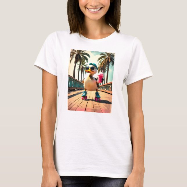 Camiseta Retro Summer Funny Roller Duck  (Frente)