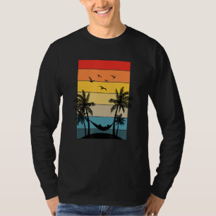 Camiseta Retro Summer Vibes Hammock Palm Trees Beach Tropic