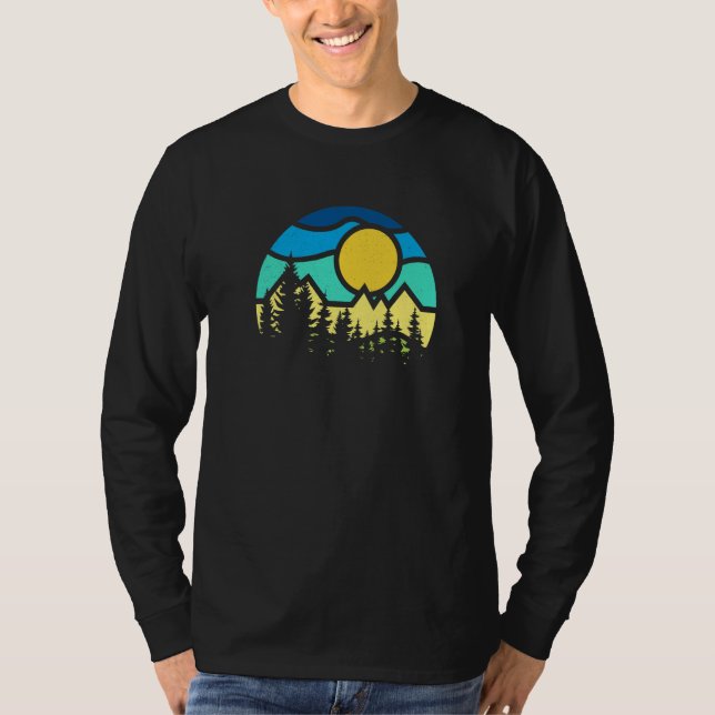Camiseta Retro Sun Minimalist Pine Tree Graphic (Frente)