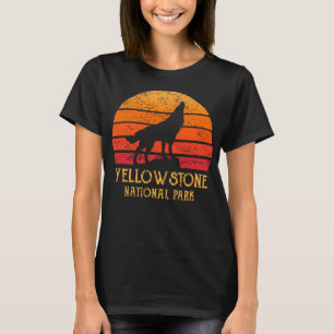 Camiseta Retro Sun Yellowstone National Park Wolf Vintage Y