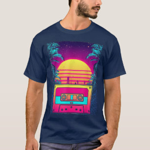 Camiseta Retro Sunset 80s Art Cassette Synthwave Vaporwave 