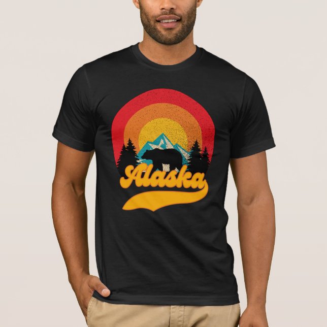 Camiseta Retro Sunset Alaska Juneau Bear Mountain Wild AK (Frente)