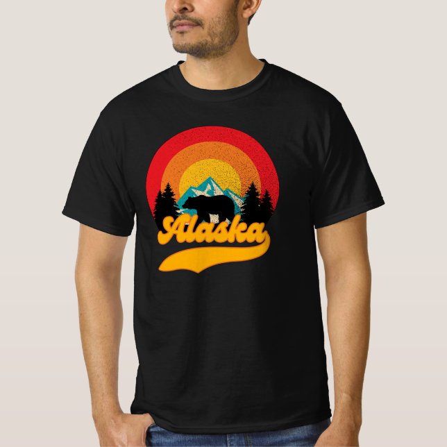 Camiseta Retro Sunset Alaska Juneau Bear Mountain Wild AK (Frente)
