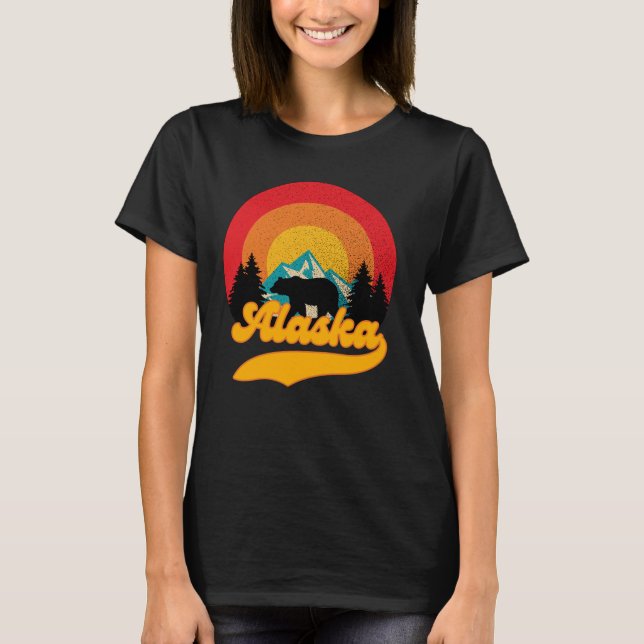Camiseta Retro Sunset Alaska Juneau Bear Mountain Wild AK (Frente)