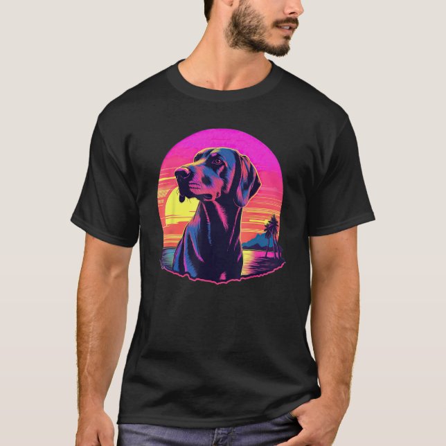 Camiseta Retro Sunset American Foxhound Dog (Frente)