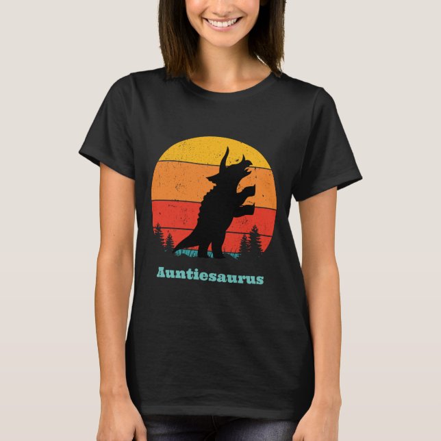 Camiseta Retro Sunset Auntiesaurus (Frente)